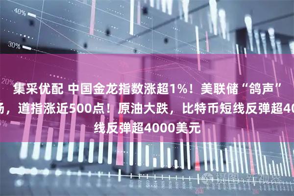 集采优配 中国金龙指数涨超1%！美联储“鸽声”提振市场，道指涨近500点！原油大跌，比特币短线反弹超4000美元